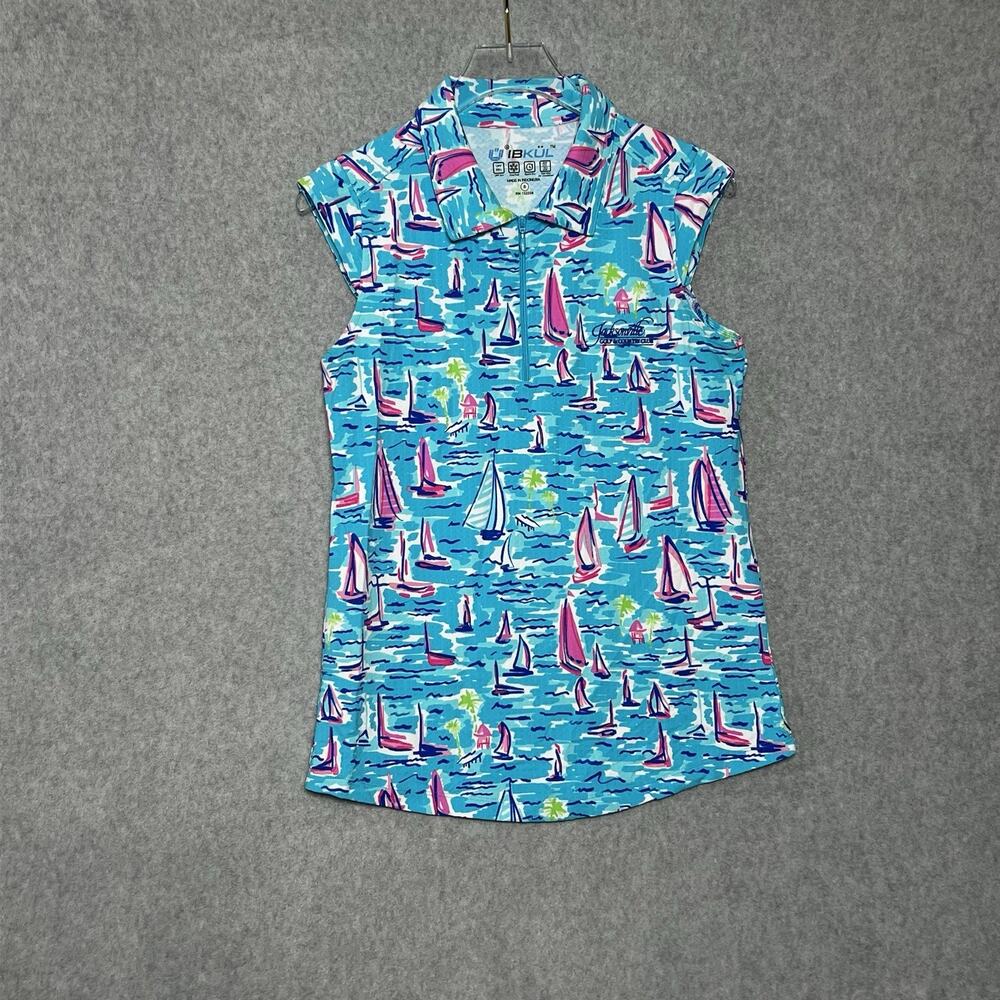 IBKUL Women S Golf Polo Jacksonville Golf Country Club UPF 50 Sailboat Print